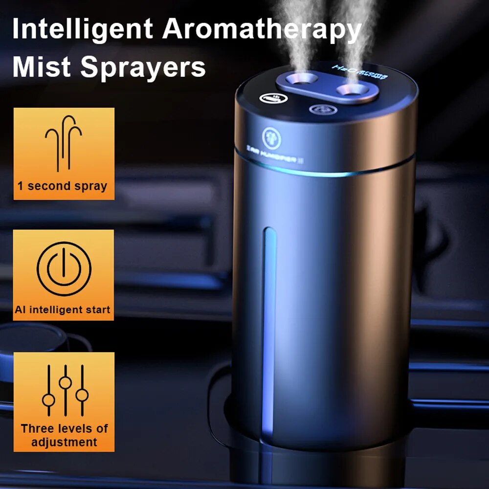 New Upgrade Dual Spray Car Air Humidifier Aluminium Alloy Essential Oils Diffuser Air Freshener For Auto Home Office Accessories