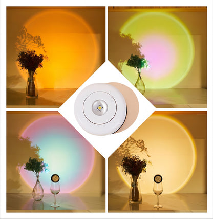 Touch LED Cabinet Lights Stick on Wall Sunset Lamp for Kitchen Bedroom Closet Cupboard Night Light Decoration Battery Powered