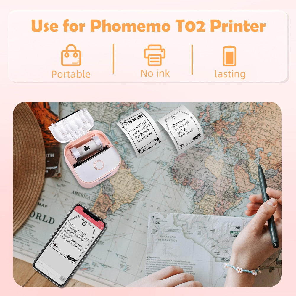 Portable Pocket Printer T02 | Self-Adhesive Paper